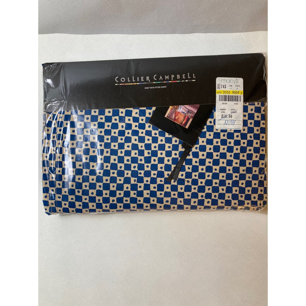 Collier Campbell Mardi Gras Multi Twin Fitted Sheet Vintage 1992 Blue Geometric